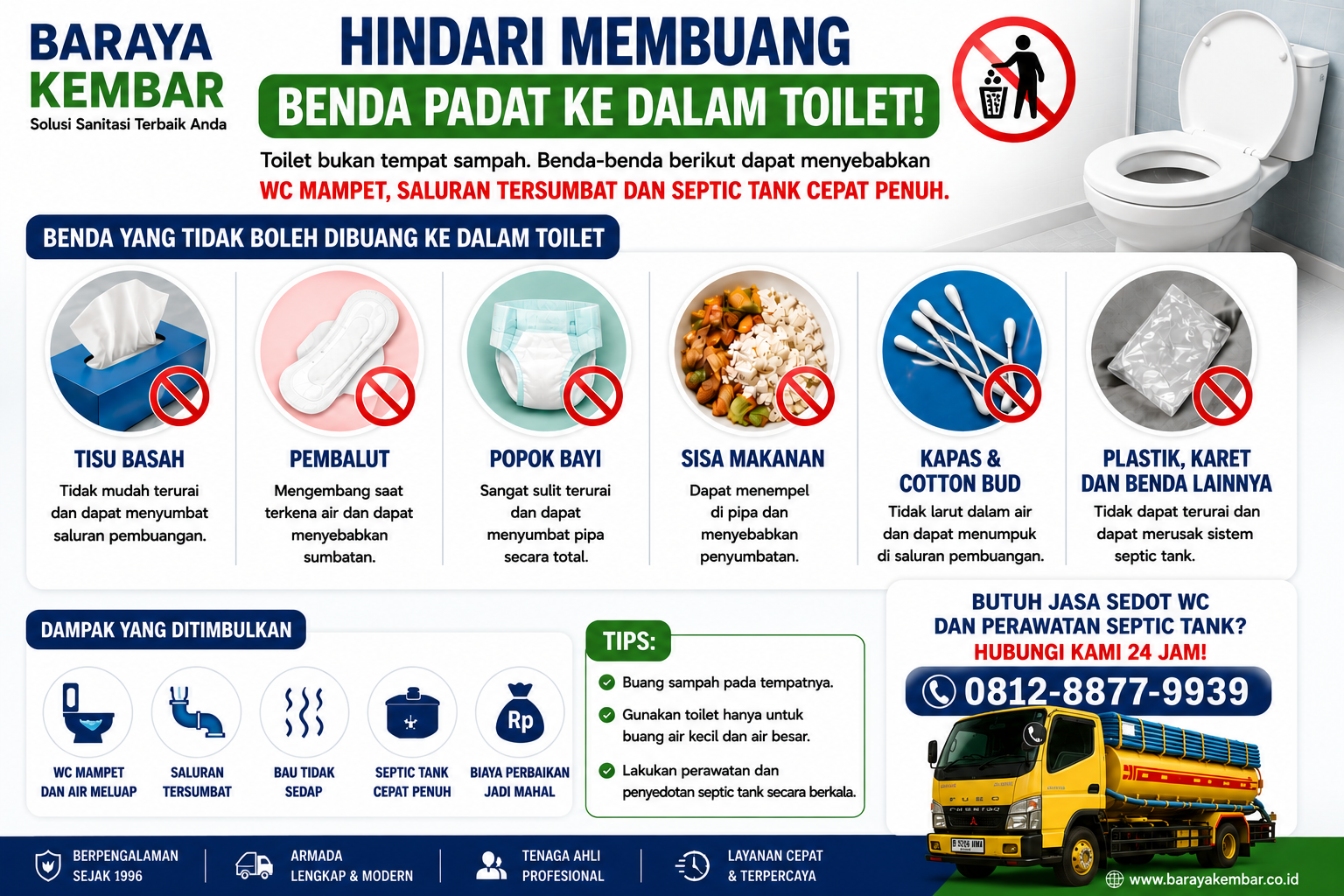 Benda yang tidak boleh dibuang ke toilet