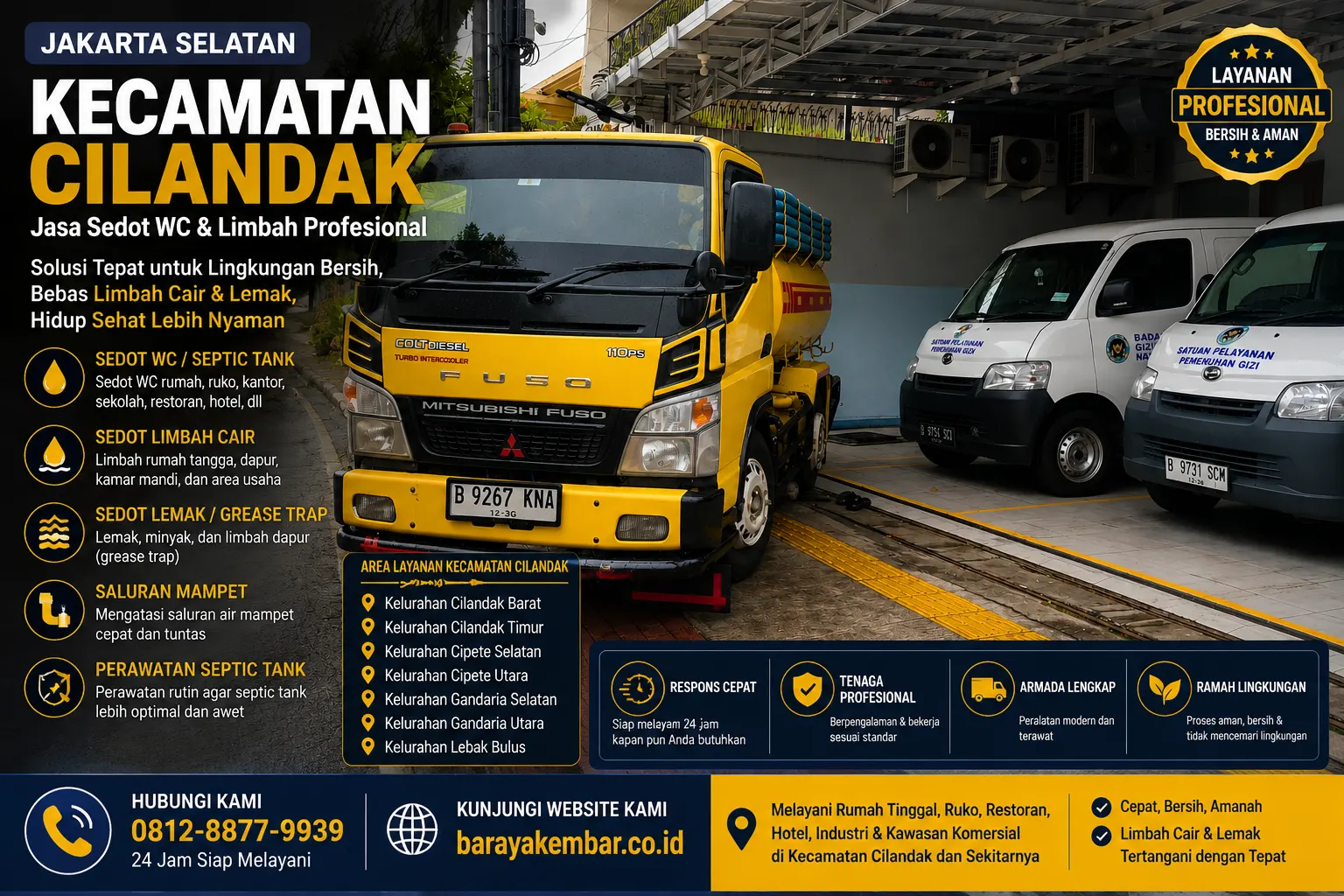 Jasa sedot WC dan limbah Kecamatan Cilandak Jakarta Selatan - Baraya Kembar