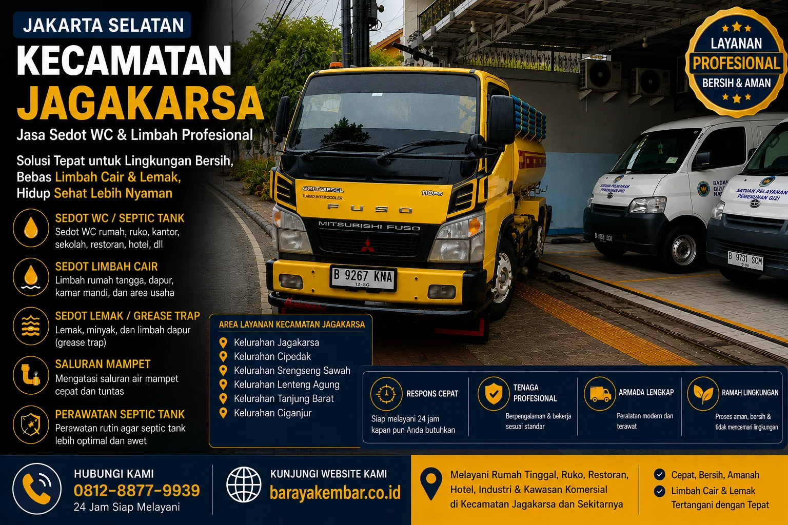 Jasa sedot WC dan limbah Kecamatan Jagakarsa Jakarta Selatan - Baraya Kembar