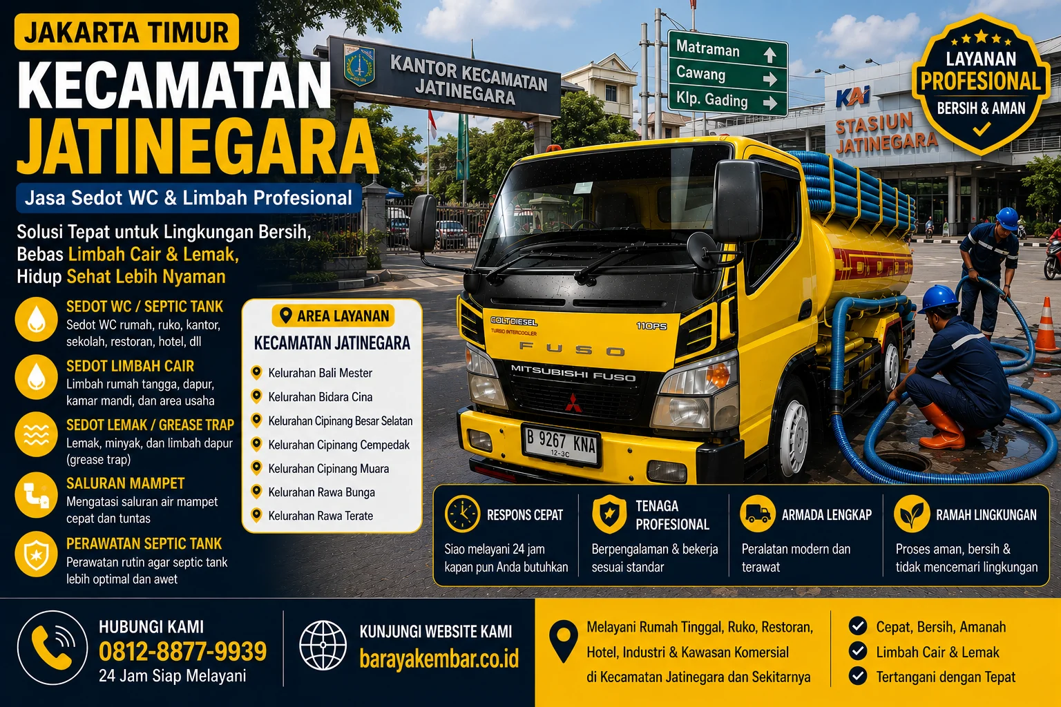 Jasa sedot WC dan layanan limbah profesional di Kecamatan Jatinegara Jakarta Timur