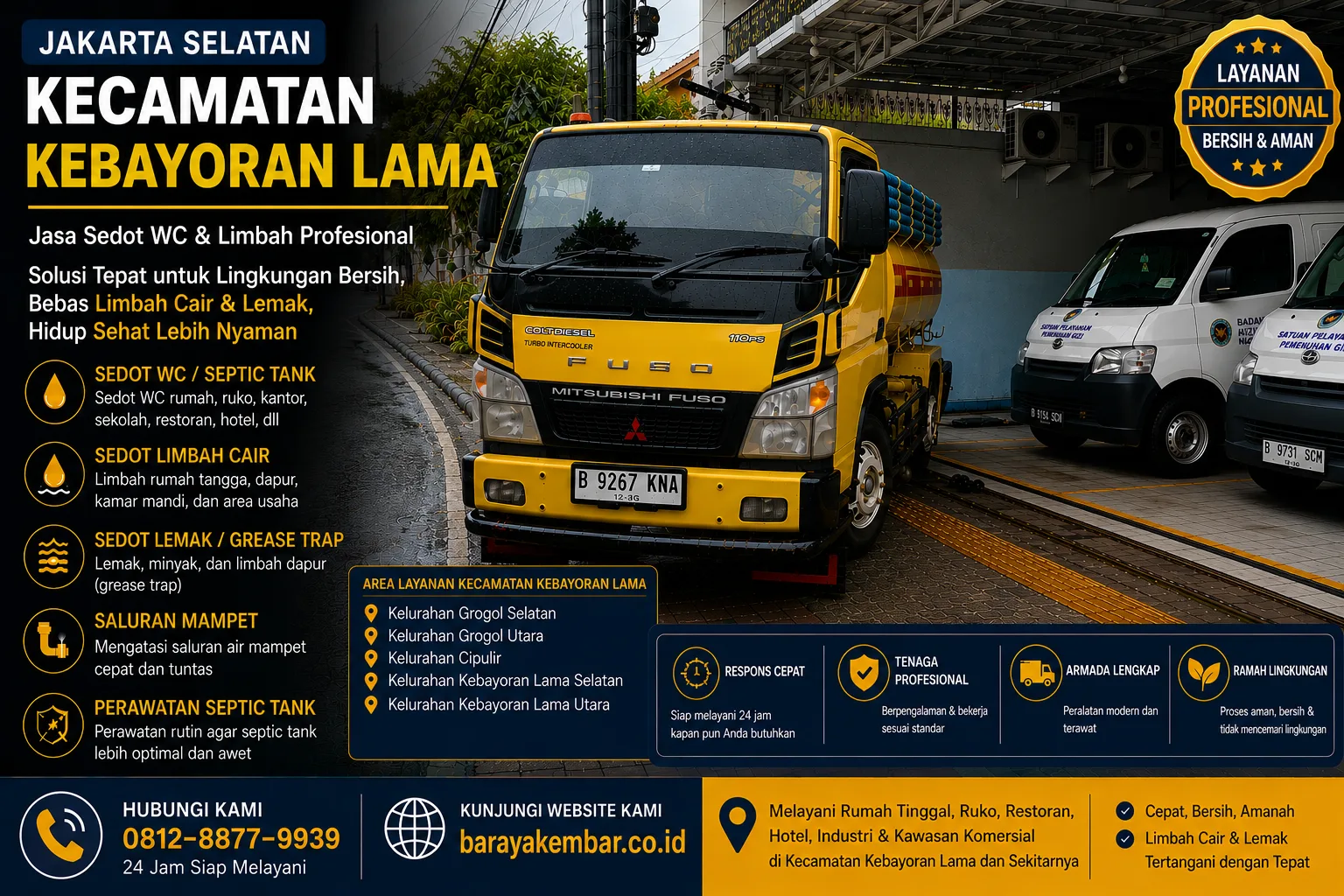 Jasa sedot WC dan limbah Kecamatan Kebayoran Lama Jakarta Selatan - Baraya Kembar