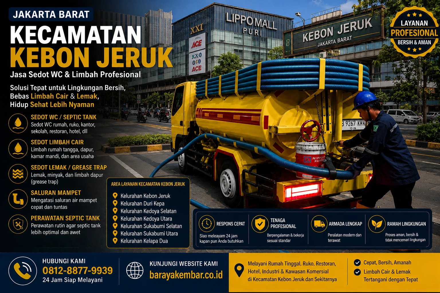 Jasa Sedot WC & Limbah Profesional Kecamatan Kebon Jeruk