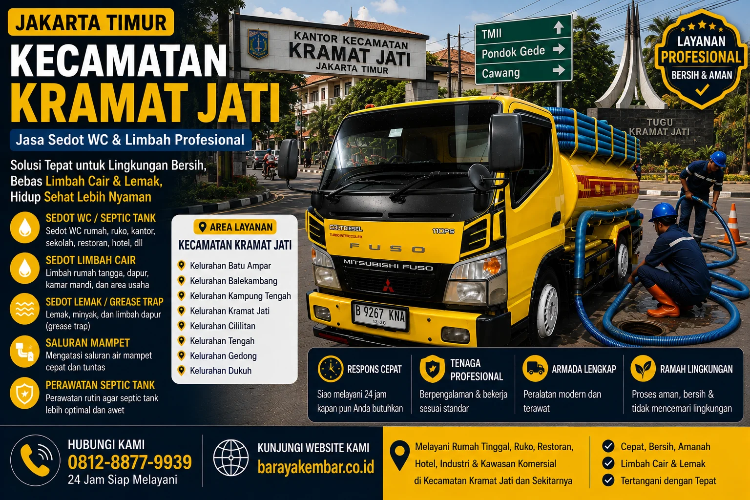 Layanan sedot WC dan penanganan limbah profesional di Kecamatan Kramat Jati Jakarta Timur