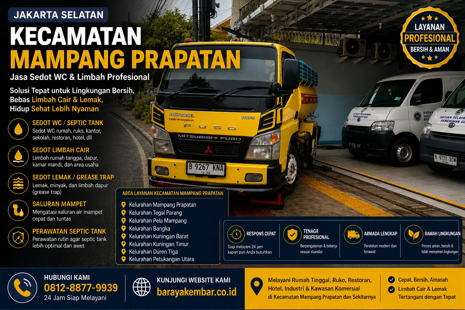 Jasa sedot WC dan limbah Kecamatan Mampang Prapatan Jakarta Selatan - Baraya Kembar