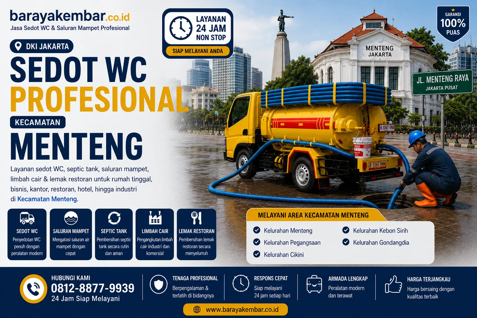 Jasa sedot WC profesional Kecamatan Menteng Jakarta Pusat dengan armada sedot WC