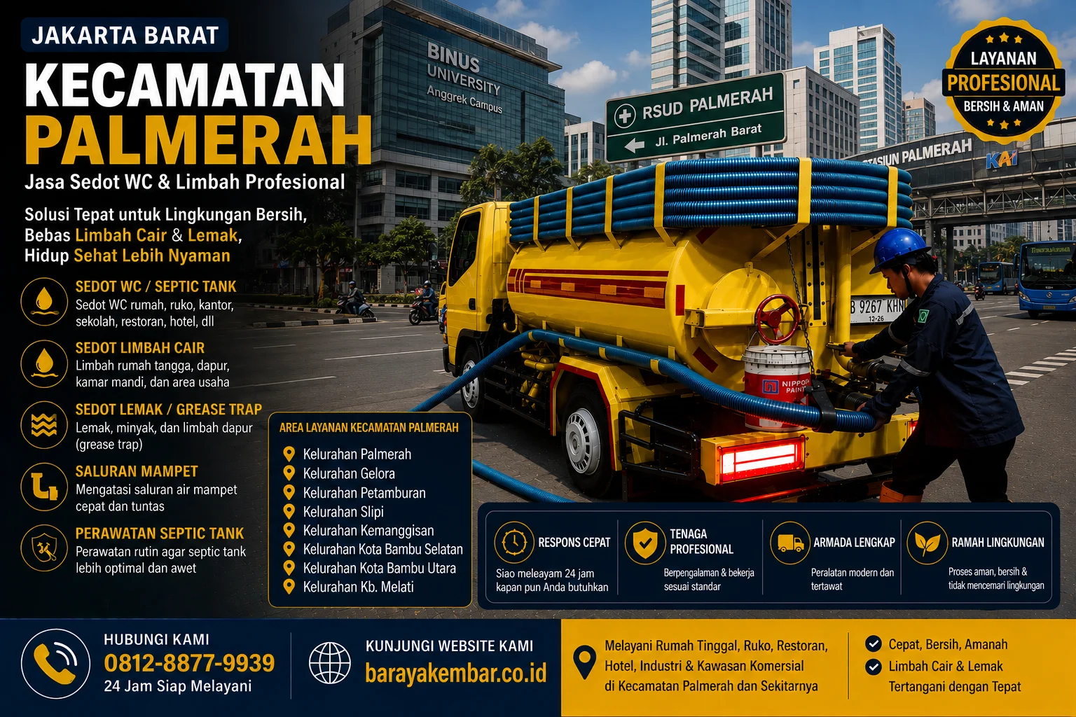 Armada sedot WC profesional melayani Kecamatan Palmerah Jakarta Barat