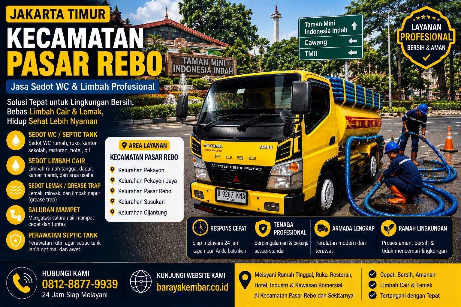 Layanan sedot WC dan limbah profesional di Kecamatan Pasar Rebo Jakarta Timur