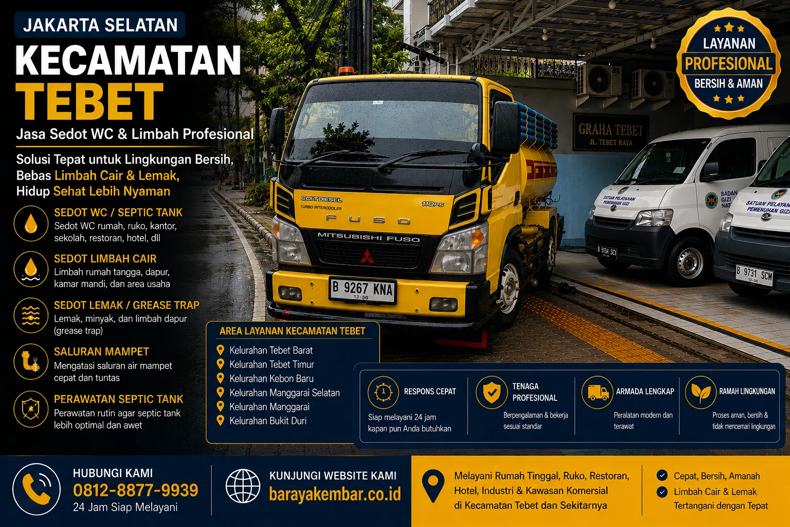 Jasa sedot WC dan limbah Kecamatan Tebet Jakarta Selatan - Baraya Kembar